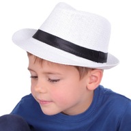 Detský slamený klobúk na leto biely