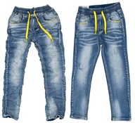 M433A Spodnie chłopięce elastyczny jeans, pas w gumkę rozmiar 122/128