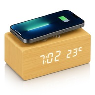 ÓRA ÉBRESZTŐÓRA INDUKCIÓS TÖLTŐVEL Qi HŐMÉRŐ 3 RIASZTÁS DÁTUM LED