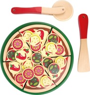 Drewniana pizza z dodatkami do krojenia rzepy dla dzieci zabawa w kucharza