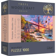 PUZZLE 1000 DREWANIANE ZACHÓD SŁOŃCA GOLDEN GATE TREFL