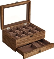 Eleganckie drewniane pudełko na 8 zegarków