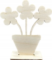 Drewniany kwiatek kwiatki w doniczce prezent dekor