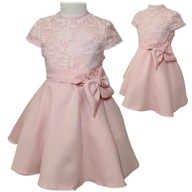 Elegancka sukienka różowa dla dziewczynki koronka