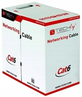 Kabel instalacyjny TechlyPro skrętka Cat6 S/FTP drut, CCA, 305m szary