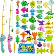 Zabawka wędkarska, 44 sztuki, magnetyczna zabawka do kąpieli, zabawka do