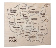 Drevená mapa Poľský - vojvodstvá v Poľsku, skladačka Montessori