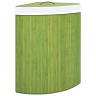 Bambusowy kosz na pranie, narożny, zielony, 60 L