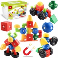 SADA MAGNETICKÝCH KOCIEK, ROBOTICKÉ STAVEBNÉ VOZIDLO, KREATÍVNE PRE DETI