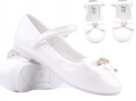 GYEREK Balerinki na RZEP SKÓRA Elsőáldozás Iskolába Masni Fehér r34