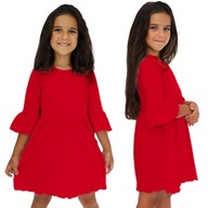 Červené šaty bavlna r 104 vianočné volániky dievčenské