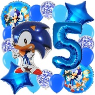 ZESTAW BALONÓW SONIC BALON CYFRA 5 LAT PIĄTE URODZINY DEKORACJE SONIC