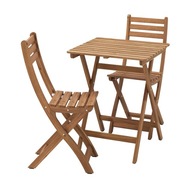 IKEA ASKHOLMEN Záhradný stôl a 2 skladacie stoličky, tmavohnedá, 60x62 cm