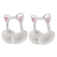 2 SZT. PLUSZOWE NAUSZNIKI ZIMOWE DLA DZIECI BIAŁE