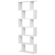 Regál biely 6 políc skrinka na knihy 190,5 cm