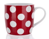 bögre 310ml pöttyös PIROS kerámia