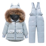 2 szt. Zimowa ciepła bawełniana kurtka dla dzieci i chłopców spodnie 8811