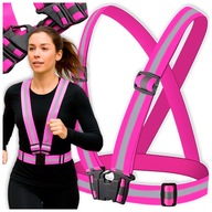 SZELKI ODBLASKOWE NA ROWER DO BIEGANIA KAMIZELKA ODBLASKOWA MOTOR RÓŻOWE