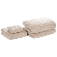 Komplet 4 ręczników bawełnianych frotte beżowy