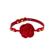 Silikonowy knebel w kształcie róży z czerwonymi paskami Zalo & Upko Rose Ba