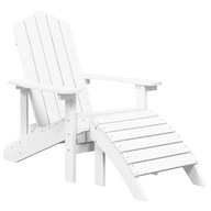 Adirondack szék lábtartóval, HDPE, fehér