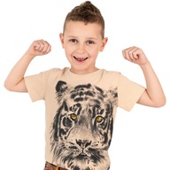 T-shirt chłopięcy Koszulka dziecięca Bawełna 140 Tygrys brzoskwinia Endo