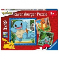 Puzzle dla dzieci Pokemony 3x49 elementów