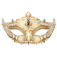 Maska w kształcie metalowej koronki w stylu weneckim, złota