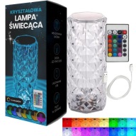 KARÁCSONYI AJÁNDÉK KRISTÁLY VILÁGÍTÓ LÁMPA LED RGB RÓZSA CSILLÁMOS TÁVIRÁNYÍTÓ ÉRINTÉS