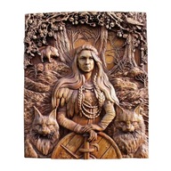 Drewno Odin kruki mitologia wikingów ikona rzeźby