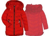 Kabát zimná bunda červená teplá kožušina 152