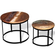 Dva konferenčné stolíky z recyklovaného dreva okrúhle 40 a 50 cm