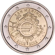 2 EUR 2012 10 rokov eurobankoviek a euromincí (San Marino) Mincovňa (UNC)
