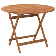 vidaXL Skladací záhradný stôl, Ø90x75 cm, masívne akáciové drevo