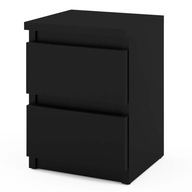 Nočná skrinka čierna s 2 zásuvkami 30 CM Nočný stolík Nakastlik Komoda Loft