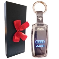 AUDI ZAPALNICZKA ŻAROWA ELEGANCKI BRELOK DO KLUCZY LOGO LED ETUI KOKARDKA