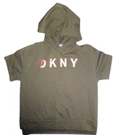 DKNY khaki trblietky logo kr.rukáv kapucňa 6rokov