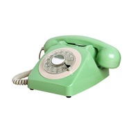 Telefon stacjonarny w stylu retro Telefon z tarczą obrotową w stylu vintage, stary zielony