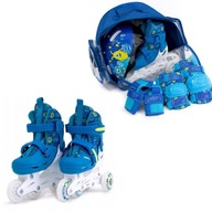 Detské kolieskové korčule LED batoh set Combo Monste modré