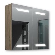 Drevená skrinka 80x70 LED zrkadlo Loki Sonoma