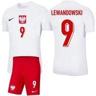 Nike stój POLSKA Polski junior nadruk 137-147 piłkarski Lewandowski komplet