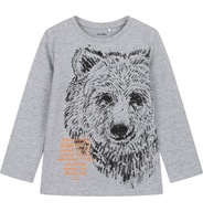 Koszulka T-shirt z Długim Rękawem chłopięca dziecięca z niedźwiedziem 140