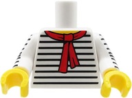 LEGO tors figurki - biała koszulka w paski, czerwony szalik