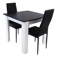 Zestaw stół Modern 80x80 2 czarne krzesła Nicea