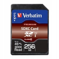 Karta pamięci SDXC Verbatim Premium U1 256GB (90 MB/s) Class 10 UHS-1 V10