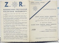 WALNY ZJAZD ZWIĄZKU REZERWISTÓW – 1934- ZAPROSZENIE + OBIAD+ TEATR +ROZKAZ