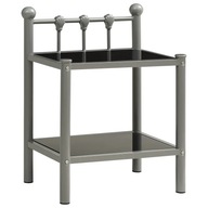 Nočný stolík šedo-čierny 45x34,5x60,5 cm kov a sklo
