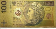 BANKNOT FANTAZYJNY POZŁACANY 100 ZŁOTYCH