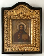 Ikona Jezus Chrystus Pantokrator srebro XIXw 0337