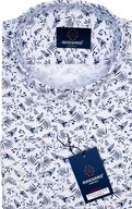 Elegantná vizitková biela PREMIUM pánska košeľa s lycrou so vzormi REGULAR-FIT